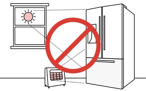 قرار گرفتن یخچال در معرض نور خورشید علت داغ شدن موتور یخچال 